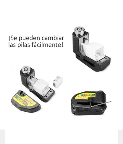 🔒Candado Freno De Disco De Acero Inoxidable Con Alarma Para Moto🚨